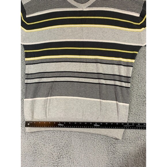 Men's (XXL) XG Cotton Striped Gray Yellow Black Longsleeve Sweater - Picture 11 of 13